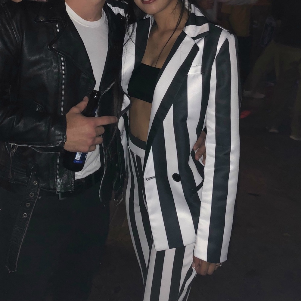 BRAND NEW. Black and white stripe jacket